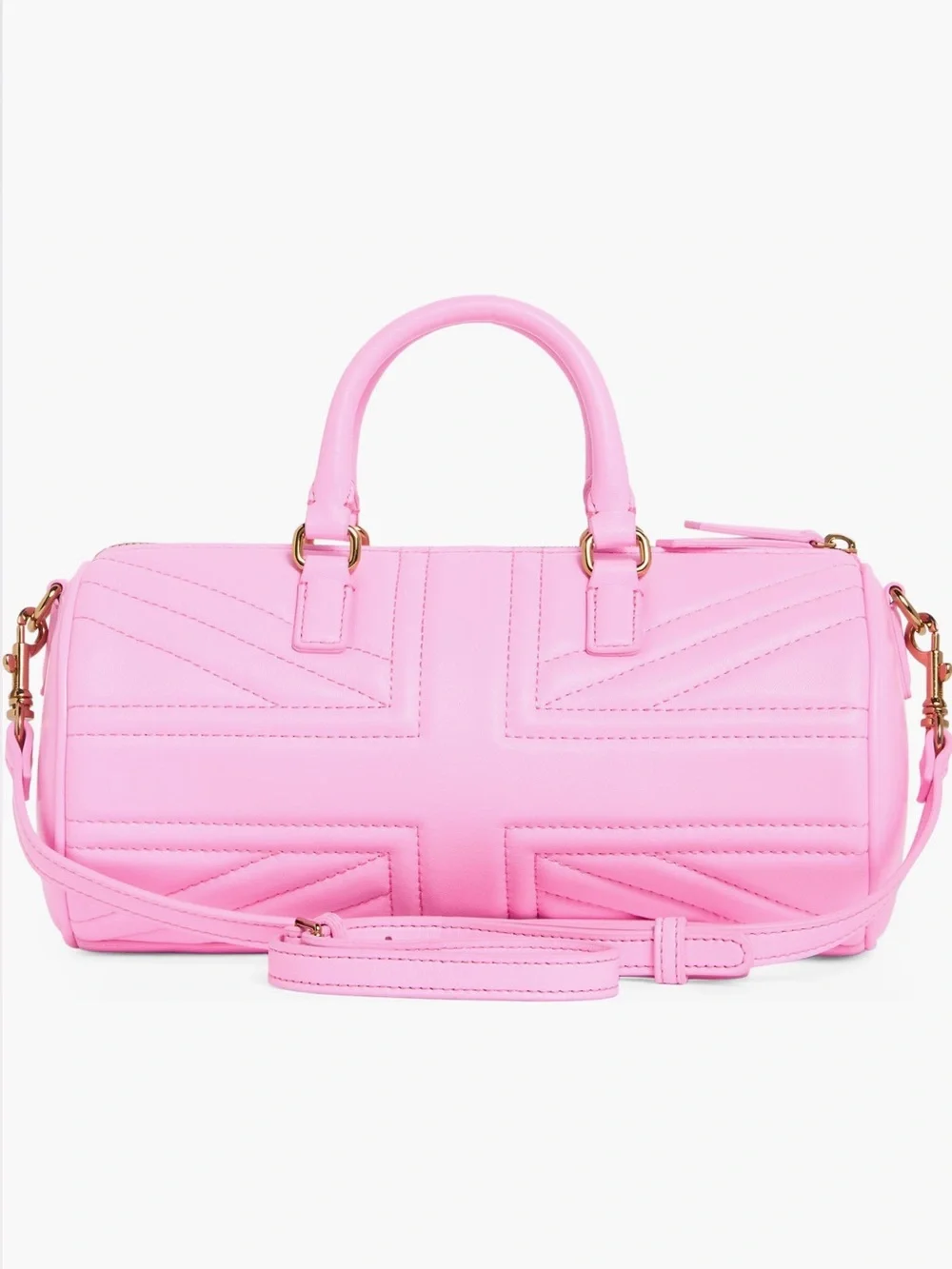 ‼️NEW Kurt Geiger Union Jack Barrel Pink Leather Satchel Crossbody Bag